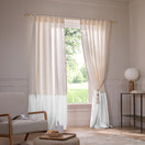 Linen Window Curtain with contrasted ruffle - optical white