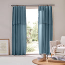 Custom-made Linen Curtain panel with bourdon edge - French Blue
