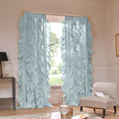 Ruffles linen window curtain icy blue - Drops