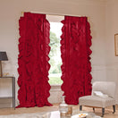Custom ruffled burgundy linen curtain - Drops