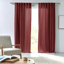 Washed linen curtain panel red brick