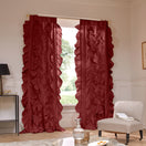 Ruffles linen window curtain brick red - Drops