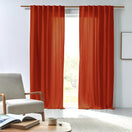 Washed linen curtain panel coral