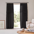 Linen Curtain panel with bourdon edge - Jet-Black
