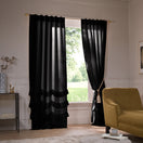 Ruffles Linen Window Curtain jet-black - Waterfall