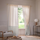 Custom Linen Curtain with contrasted ruffle - mineral grey