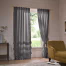Ruffles Linen Window Curtain lead grey - Waterfall