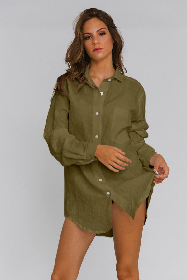 Olive green shirt women hotsell