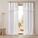 Sheer curtains with bourdon edge in optical white linen