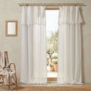 Sheer curtains with bourdon edge in ivory linen