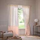 Linen Window Curtain with contrasted ruffle - nude