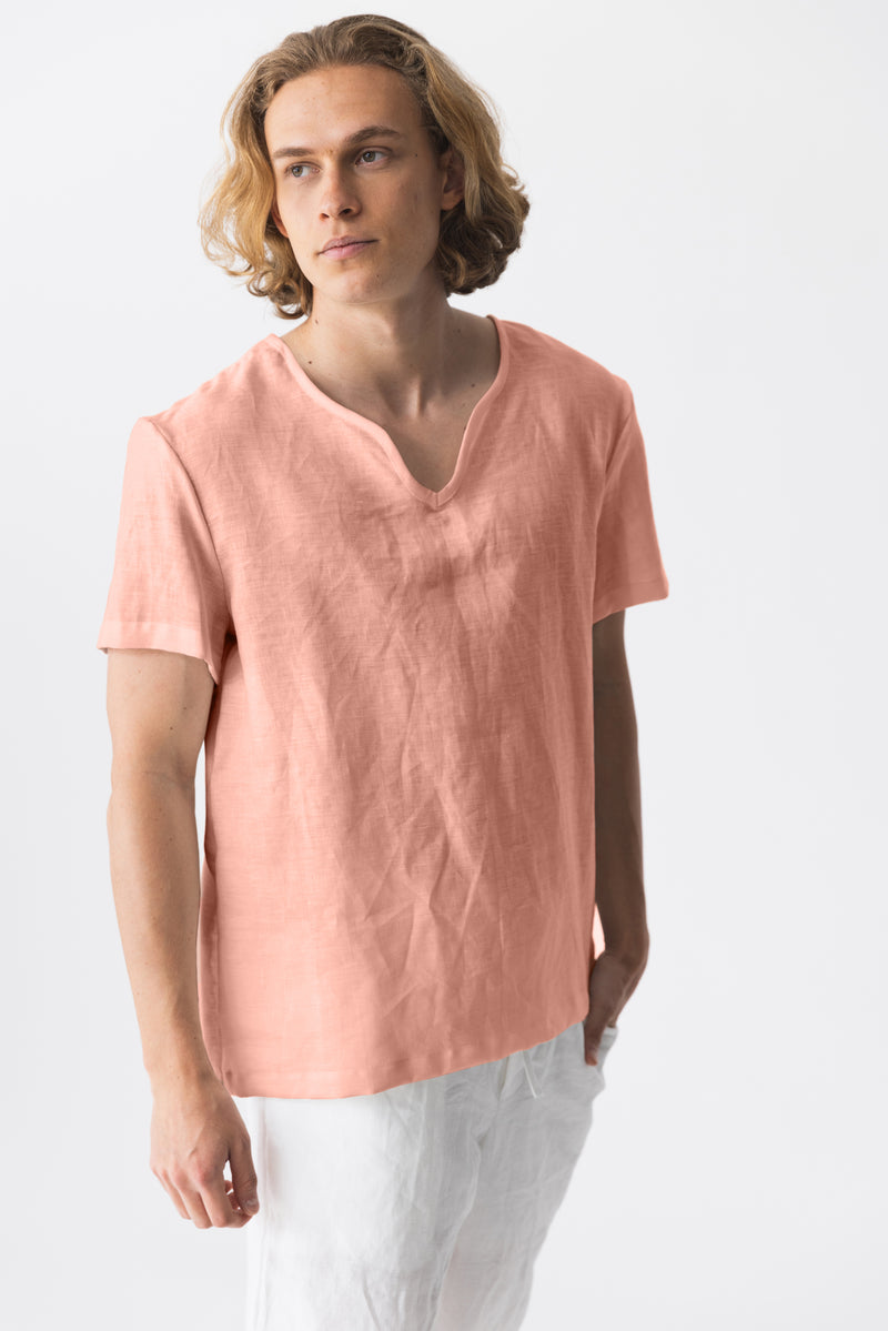 Tunique homme en lin Vieux Rose 