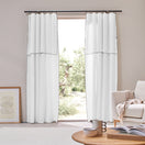Linen Curtain panel with bourdon edge - White