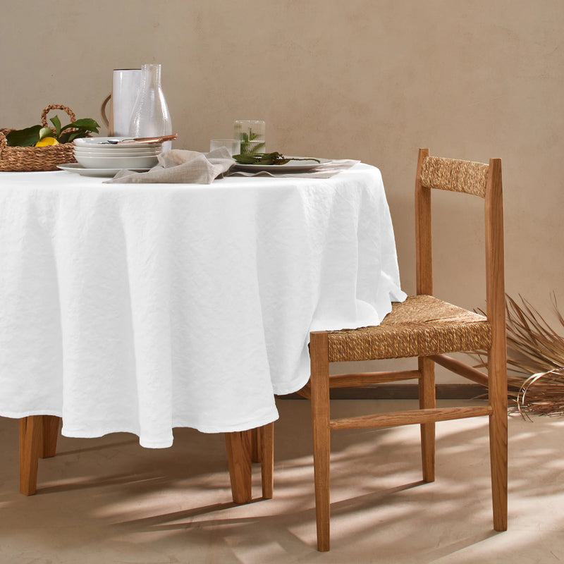 Nappe en lin ronde sur mesure blanc optique