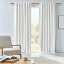 Blackout linen curtain panel white