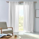 Washed linen curtain panel white