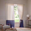 Linen Window Curtain with contrasted ruffle - lilac