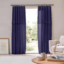 Linen Curtain panel with bourdon edge - Night blue