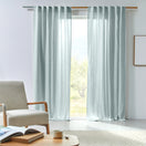 Washed linen curtain panel icy blue