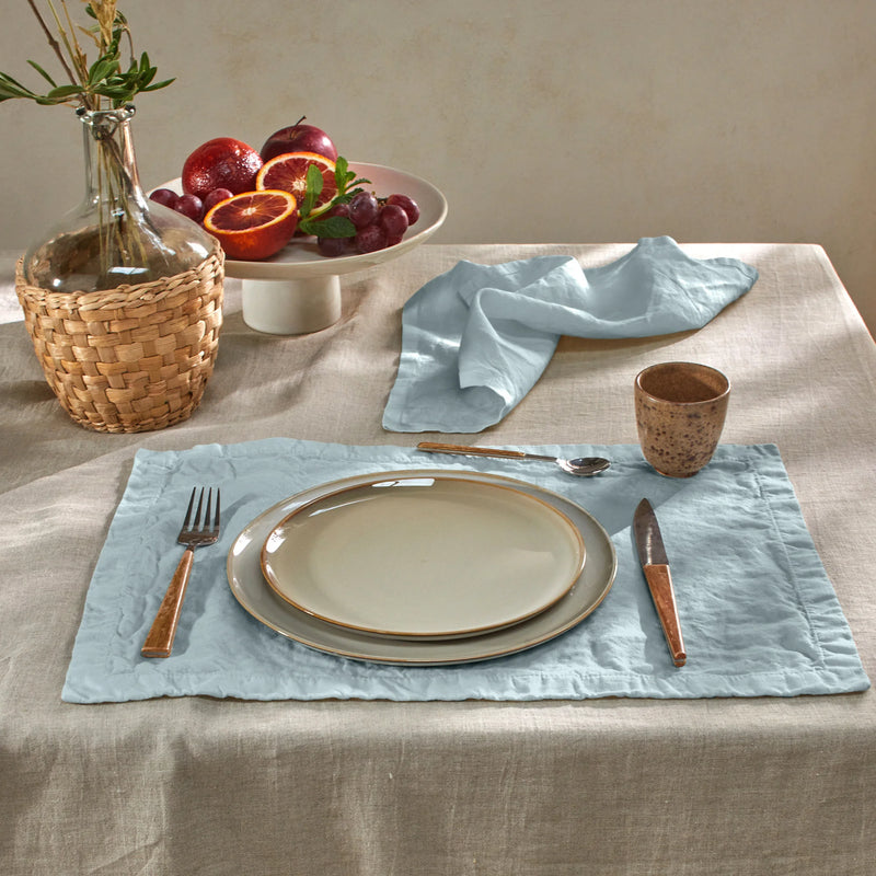 sets de table en lin bleu glacier