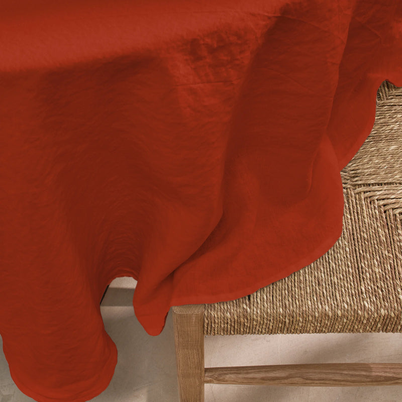 Nappe basique ronde en lin corail
