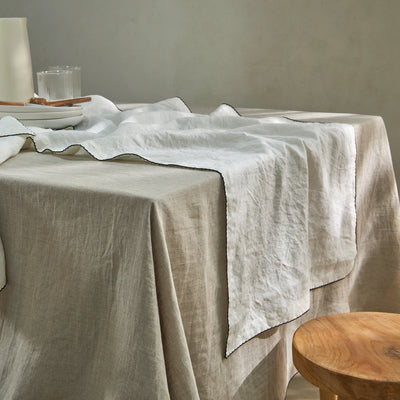 "blanket stitch" Linen Table Runner