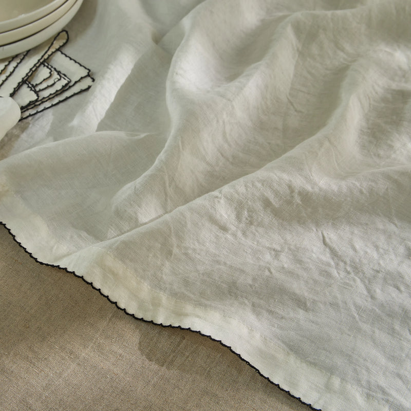 "blanket stitch" Linen Table Runner