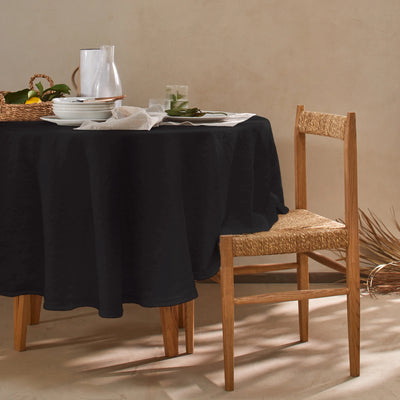 Nappe en lin ronde sur mesure encre noire