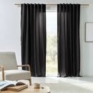 lined linen curtain jet-black