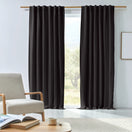 Blackout linen curtain panel  jet-black