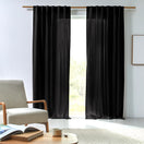 Washed linen curtain panel jet-black
