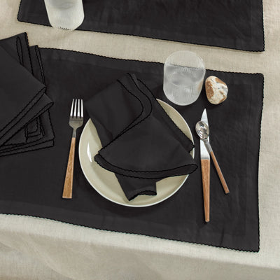 sets de table crochetés en lin encre noire