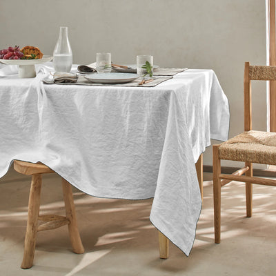 Nappe rect. crochetée en lin gris minéral