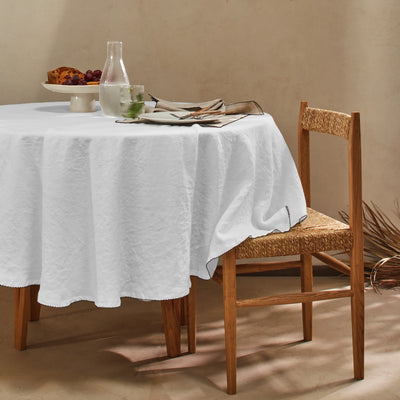 Nappe ovale sur mesure en lin lavé bord crochet gris minéral