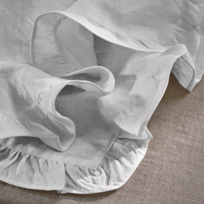 Serviettes de table en lin à volants gris minéral