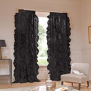 Ruffles linen window curtain jet-black - Drops