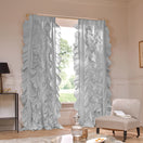 Custom ruffled mineral grey linen curtain - Drops