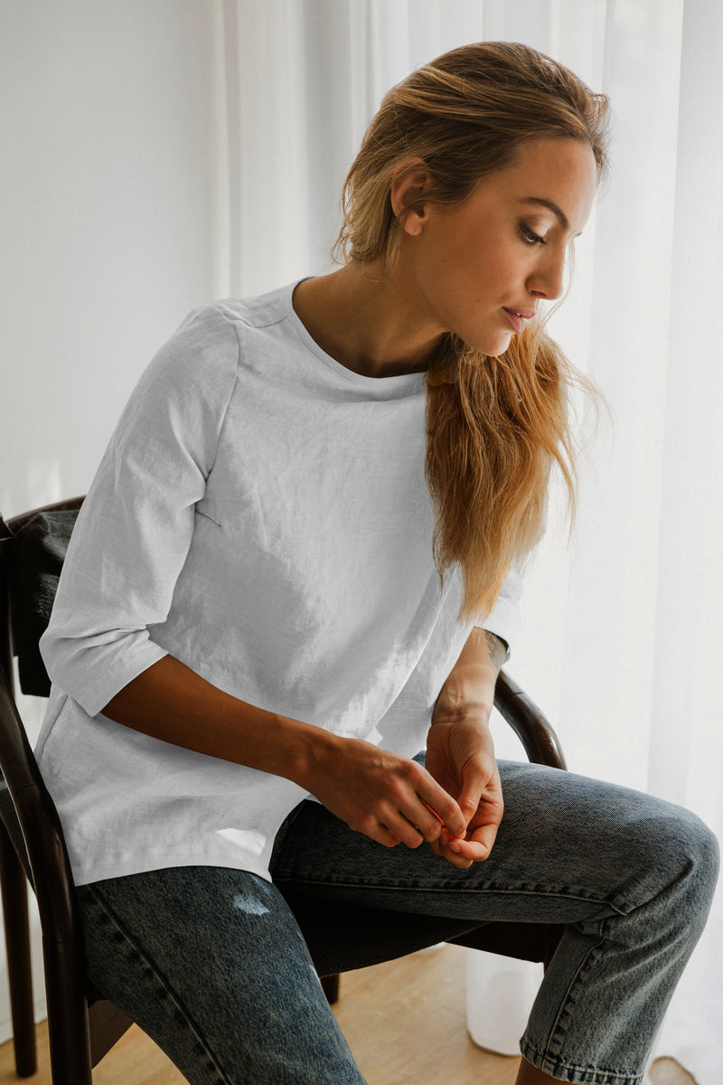 chemisier en lin lavé pour femmes Gris Minéral 