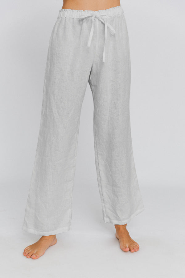 Pantalon de pyjama en lin lavé Gris Minéral 