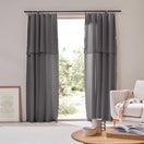 Custom-made Linen Curtain panel with bourdon edge - Lead Grey