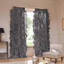 Ruffles linen window curtain lead grey - Drops
