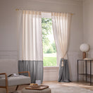 Custom Linen Curtain with contrasted ruffle - lead grey