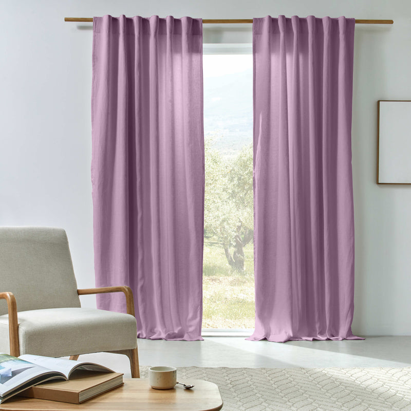 Rideau en lin doublé cotton Lilas