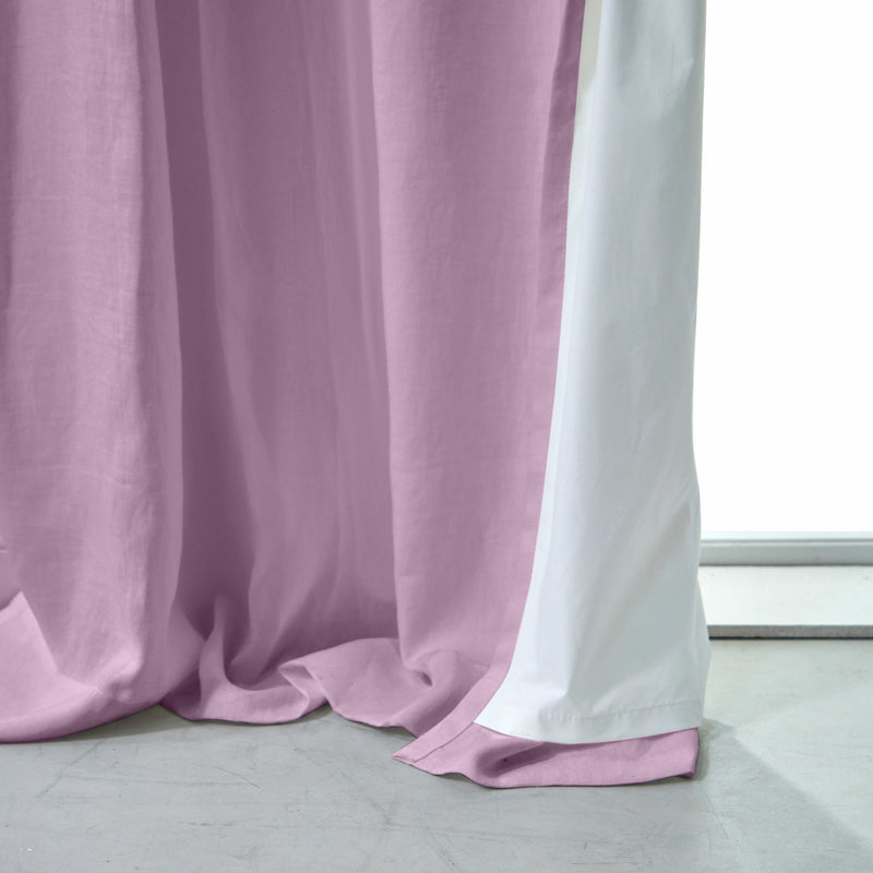 Rideau doublé en lin sur mesure Lilas
