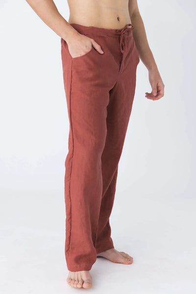 Pantalon en lin décontracté brique 9 #colour_brique