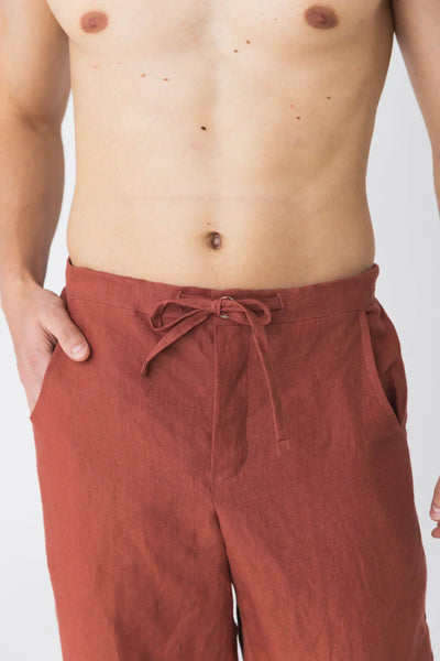 Pantalon en lin décontracté pour homme brique 9 #colour_brique