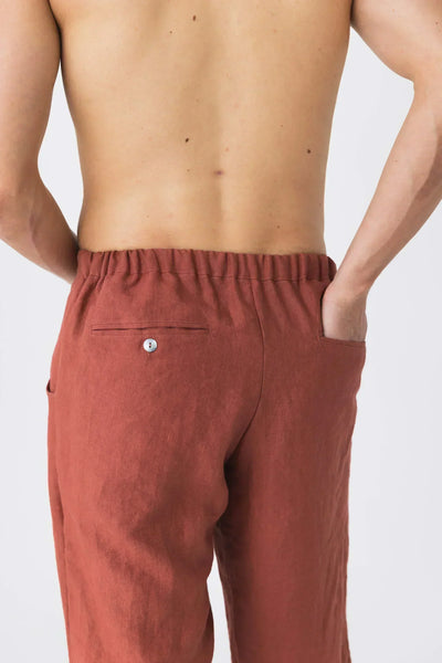 Pantalon décontracté en lin “Henrique” brique 15 #colour_brique