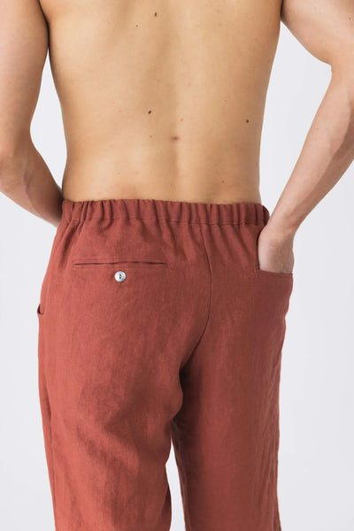 Pantalon décontracté en lin “Henrique” brique 9 #colour_brique