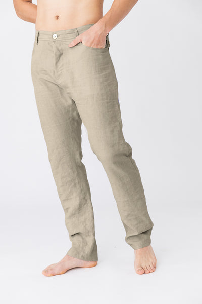 Pantalon en lin, style Jeans “Flavio” naturel 12