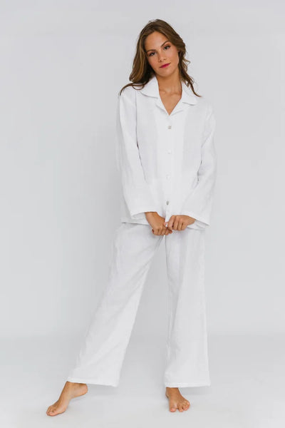 Pyjama en lin lavé « Malú » Blanc 1  #colour_blanc-optique